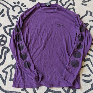 Purple Stussy 8 ball Long Sleeve Medium